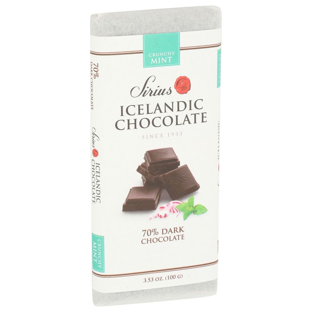 Sirius Icelandic 70 Percent Dark Chocolate Bar With Mint, 3.53 Ounce -- 12 Per Case