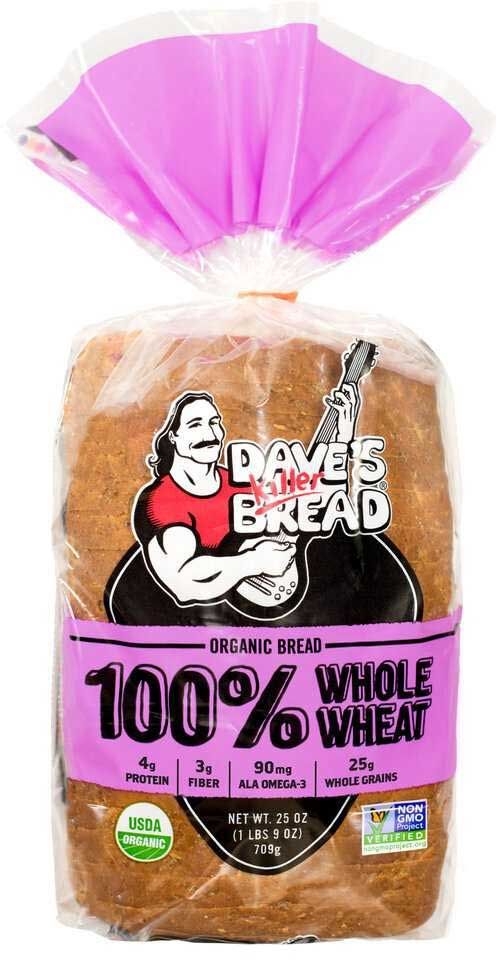 Dave's Killer Bread Organic 100 Percent Whole Wheat Bread, 25 Ounce -- 8 Per Case