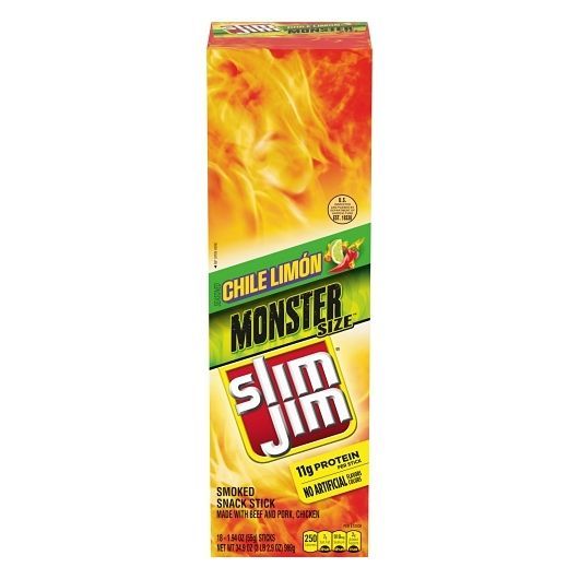 Slim Jim Monster Chile Limon Smoked Snack Stick, 1.94 Ounce -- 108 Per Case