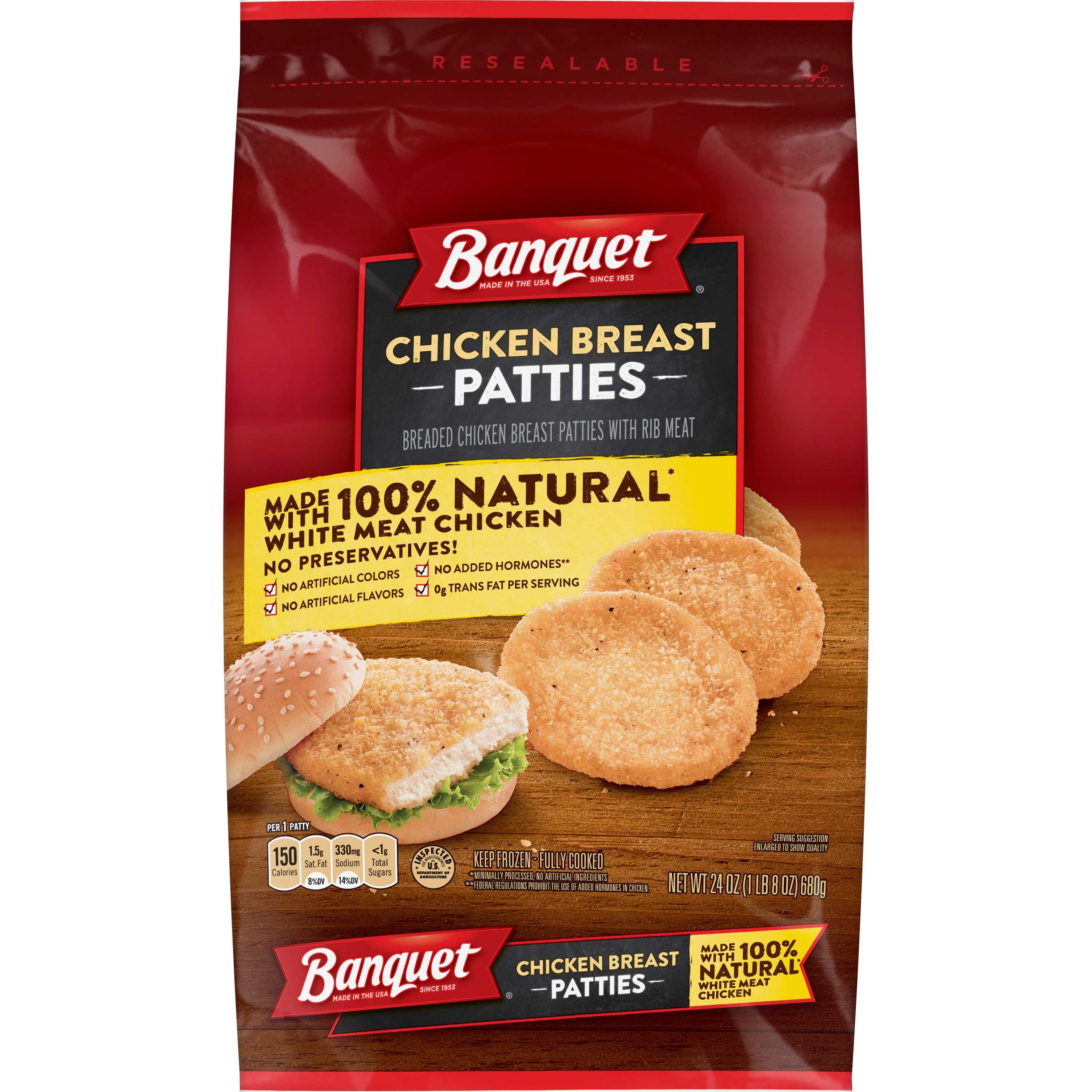 Banquet Chicken Breast Patty, 24 Ounce -- 8 Per Case