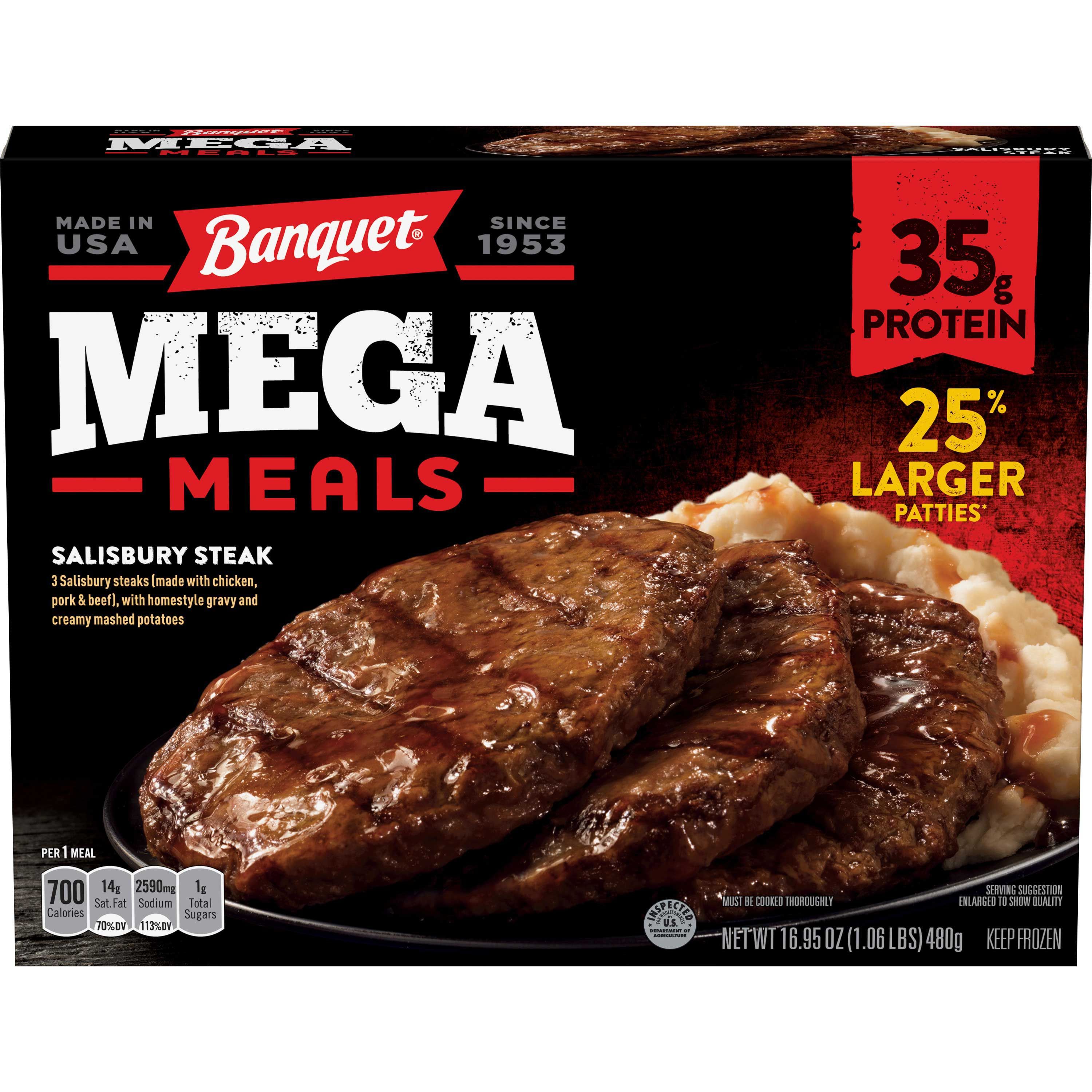 Banquet Salisbury Steak Mega Meal, 16.95 Ounce -- 8 Per Case