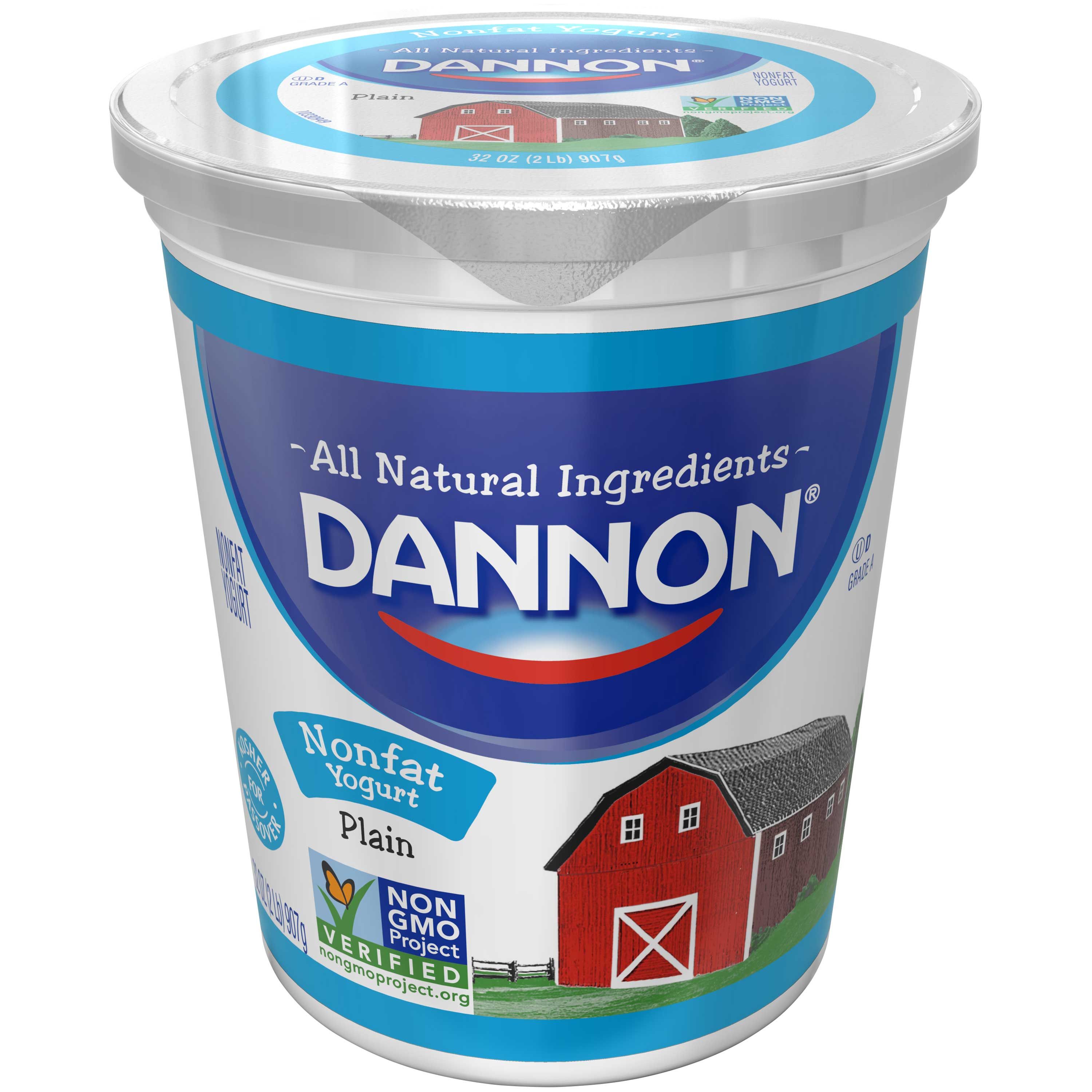 Dannon All Natural Quart Plain Nonfat Yogurt, 32 Ounce -- 6 Per Case