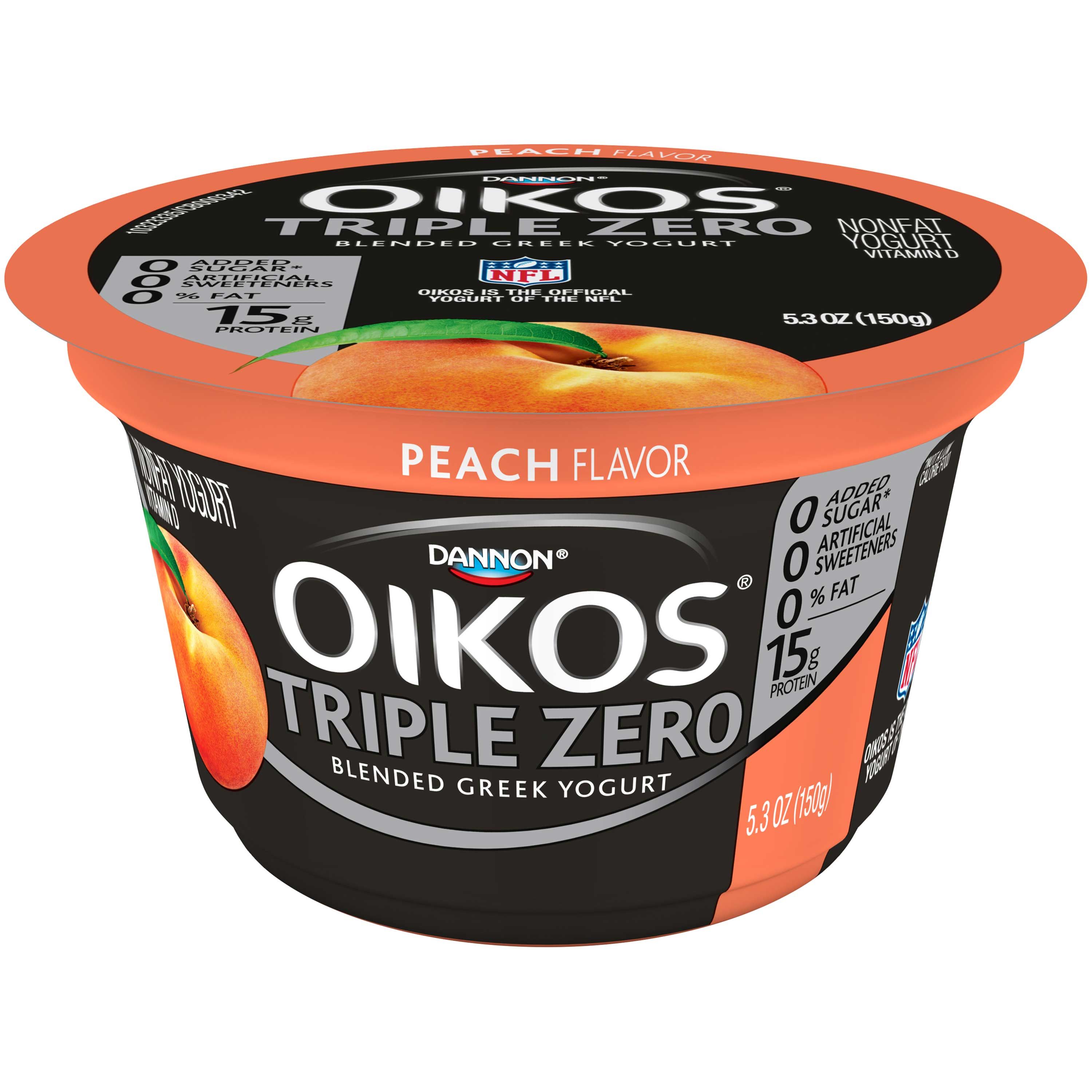 Oikos Organic Triple Zero Peach Nonfat Greek Yogurt, 5.3 Ounce -- 12 Per Case