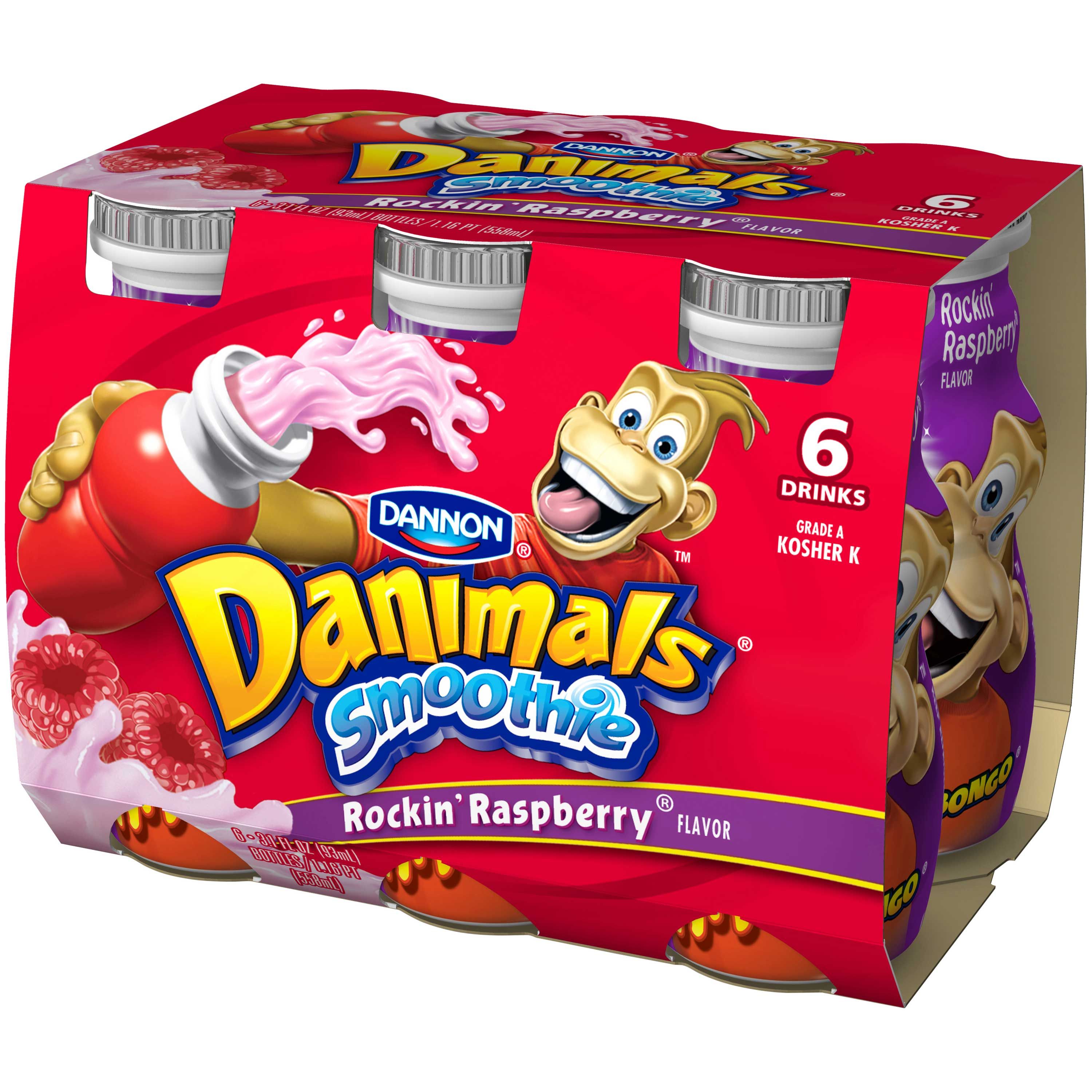 Danimals Rockin Raspberry Smoothies Drink, 3.1 Fluid Ounce -- 48 Per Case