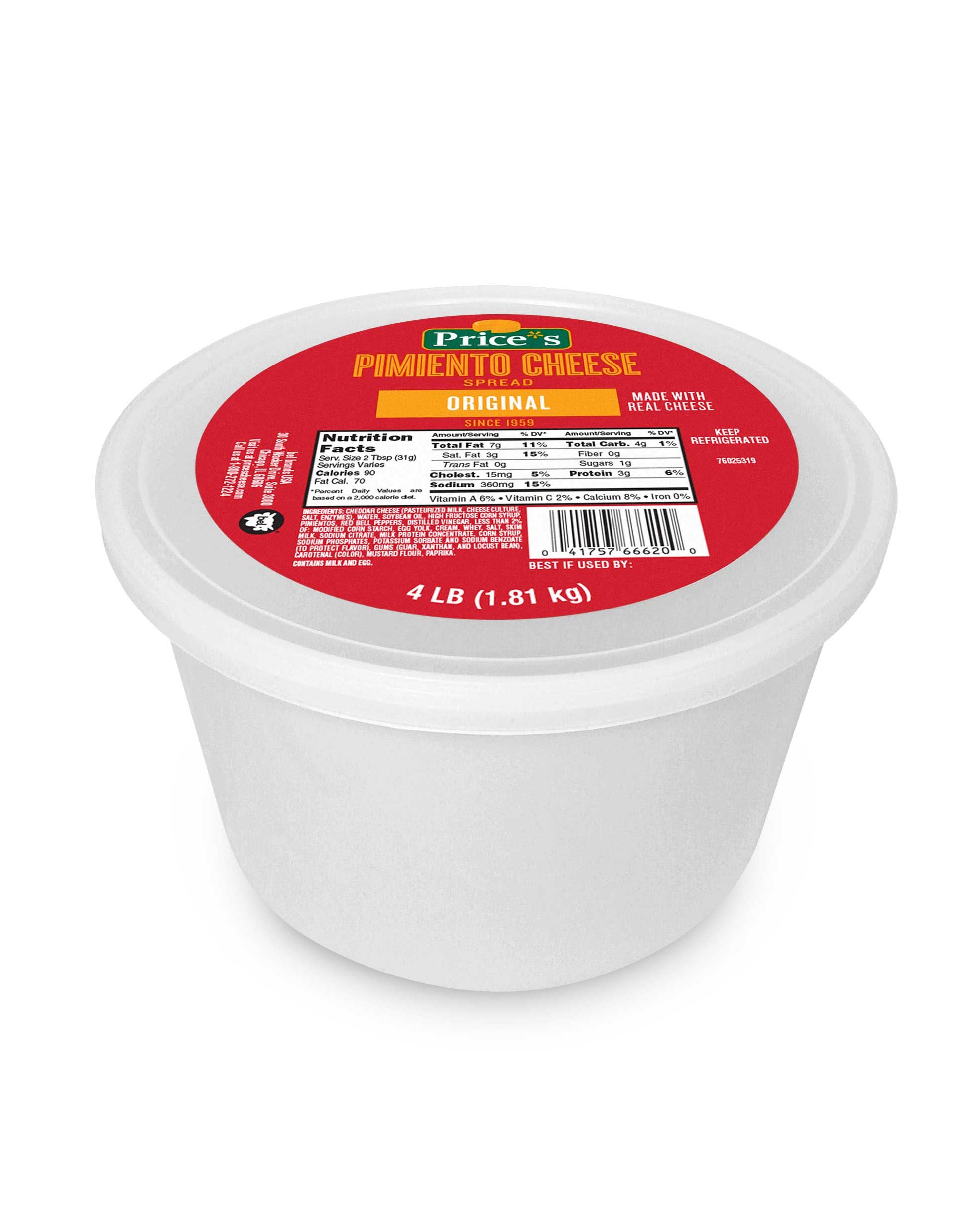 Price's Original Pimiento Cheese Spread, 4 Pound -- 4 Per Case