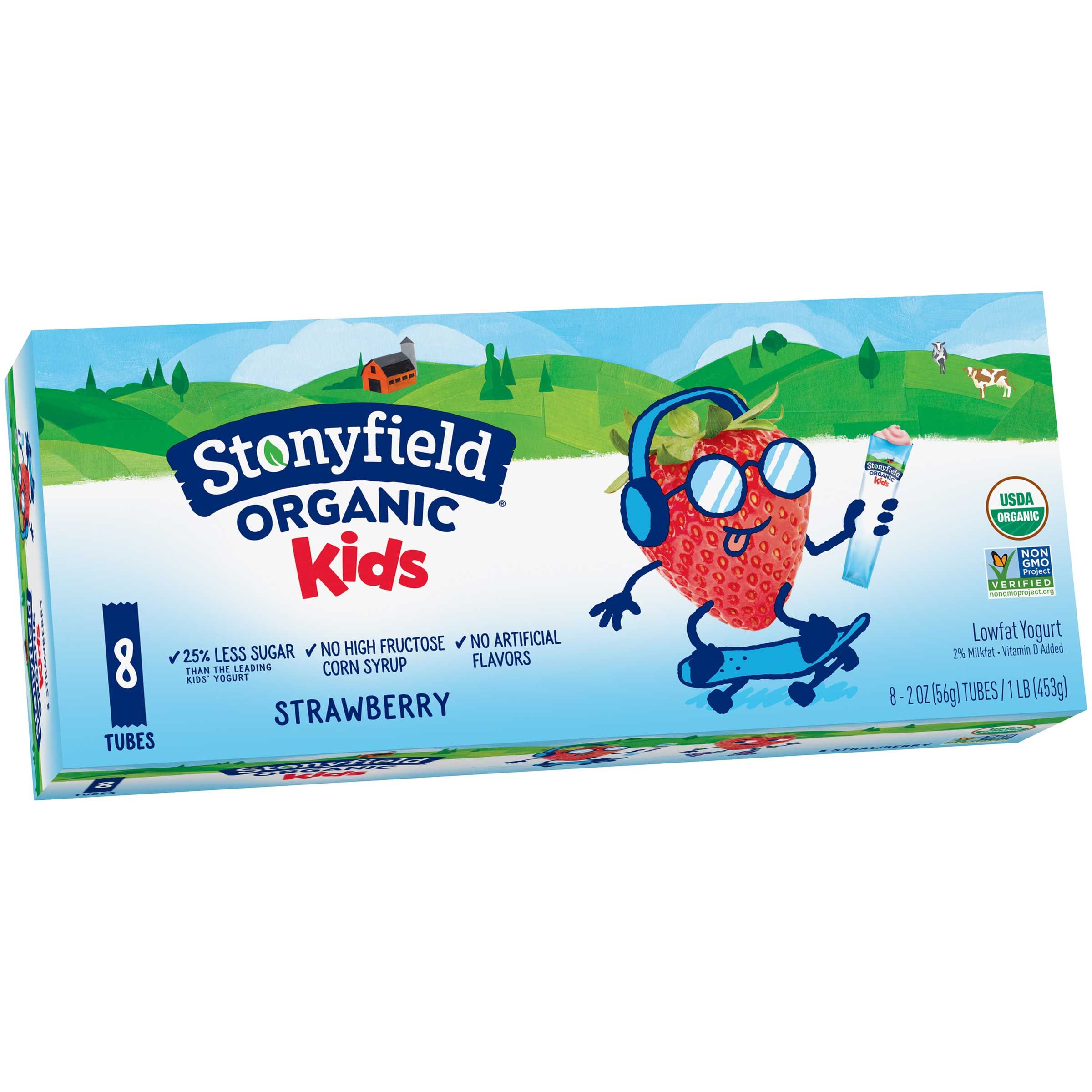 Stonyfield Farm Yokids Organic Squeezers Strawberry Lowfat Yogurt, 16 Ounce -- 8 Per Case