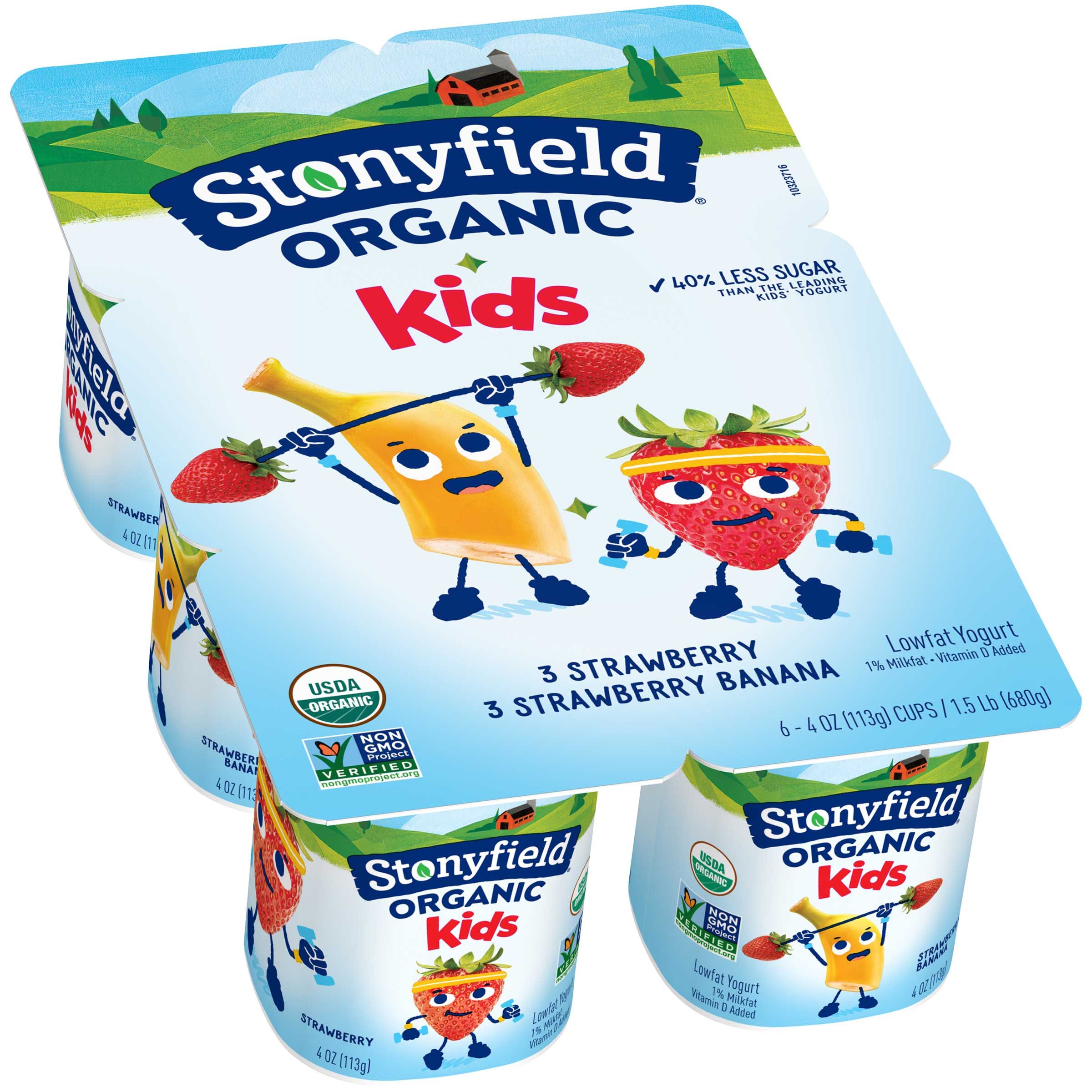 Stonyfield Farm Yokids Organic Lowfat Strawberry And Strawberry Banana Yogurt, 24 Ounce -- 4 Per Case