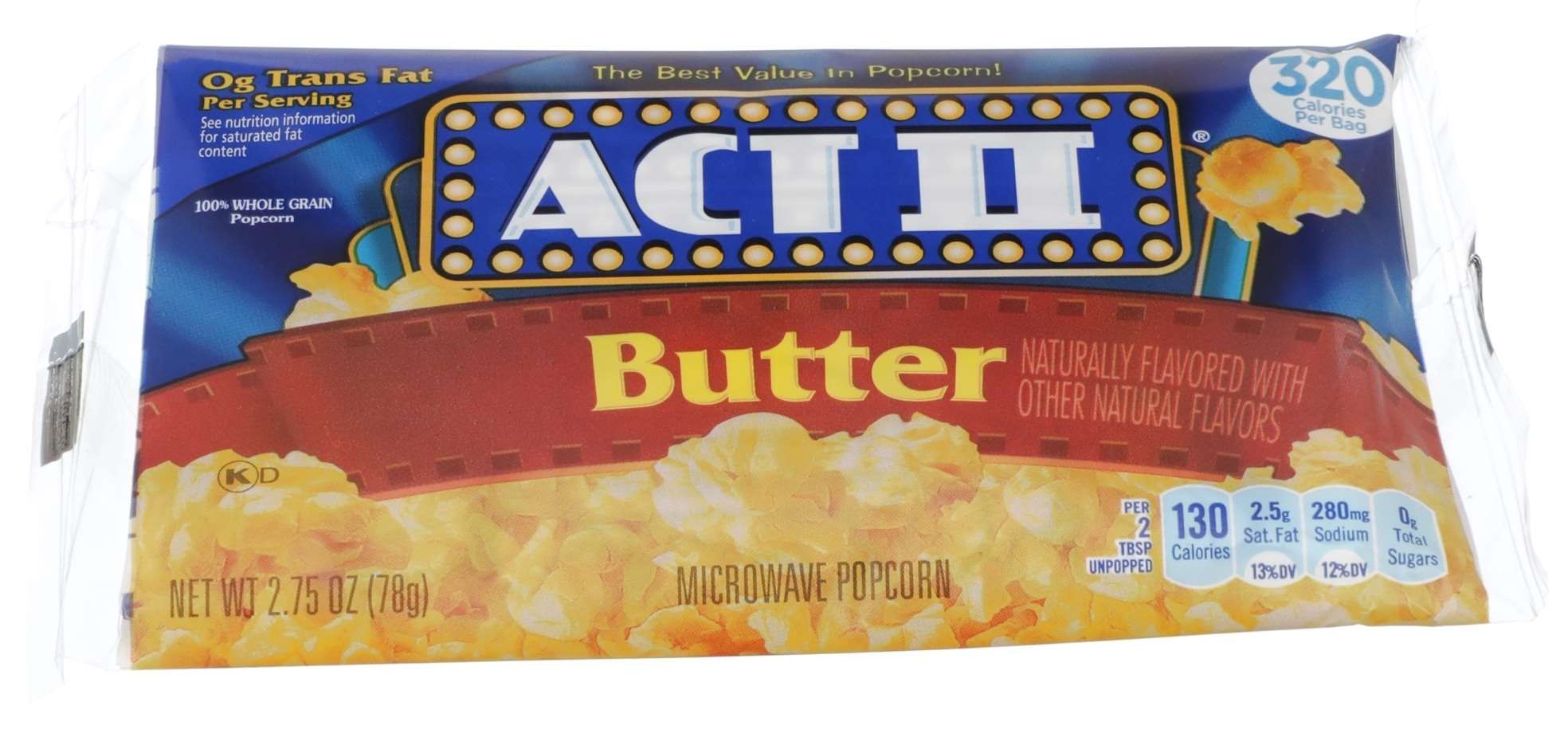 Act Ii Microwave Tray Butter Popcorn, 2.75 Ounce -- 72 Per Case