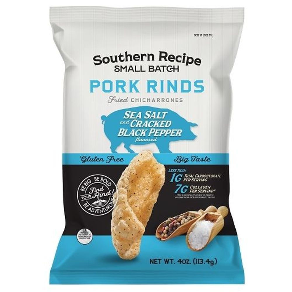 Southern Recipe Small Batch Sea Salt And Black Pepper Pork Rinds, 4 Ounce -- 6 Per Case