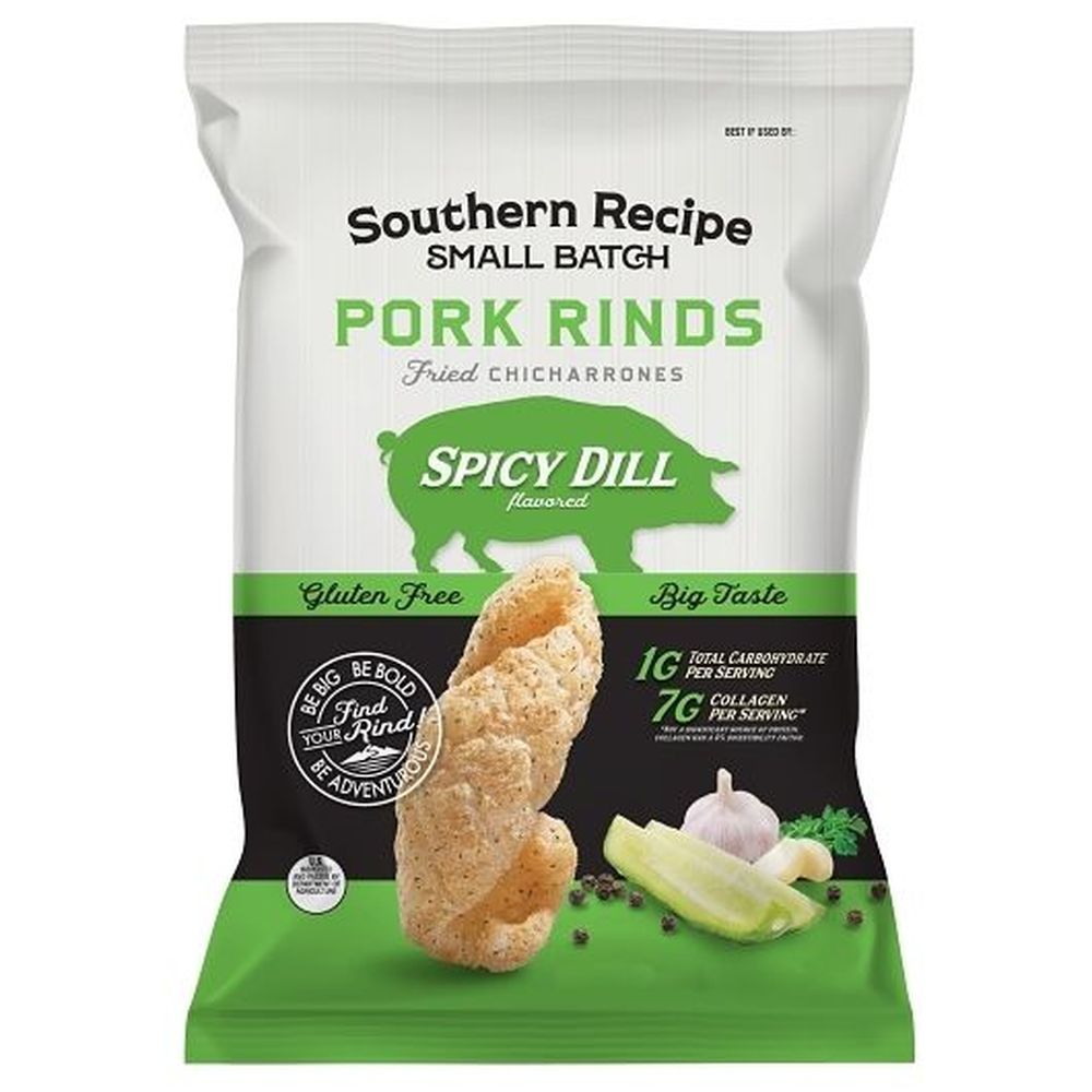 Southern Recipe Small Batch Spicy Dill Pork Rinds, 2 Ounce -- 6 Per Case
