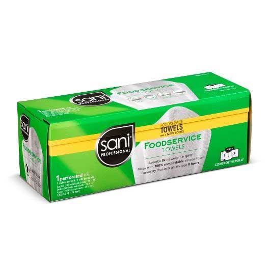 Sani Professional Nice Pak White Dry Foodservice Towel, 200 Count -- 4 Per Case