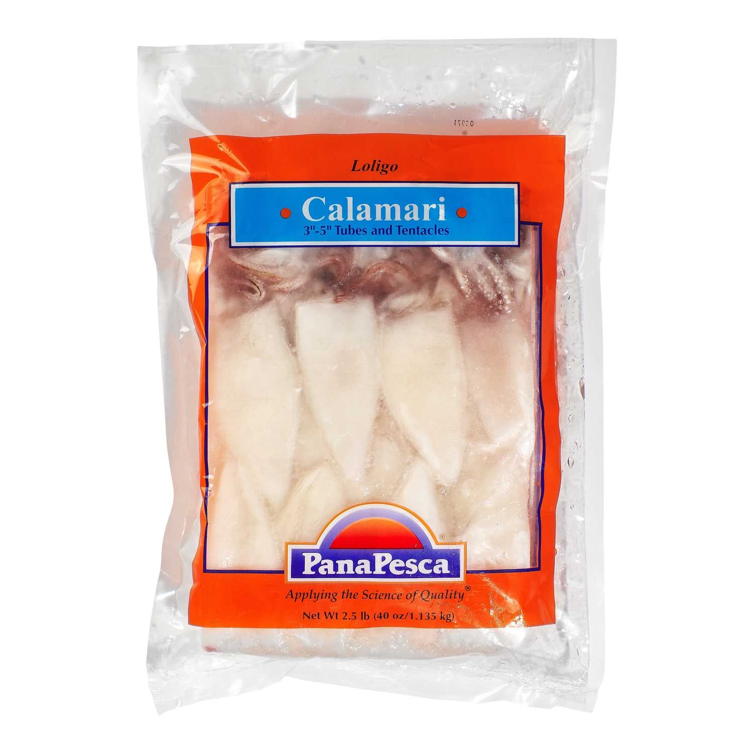 Panapesca Traditionally Cleaned Squid Tubes And Tentacles, 3/5 Inch Tubes, 2.5 Pound -- 4 Per Case