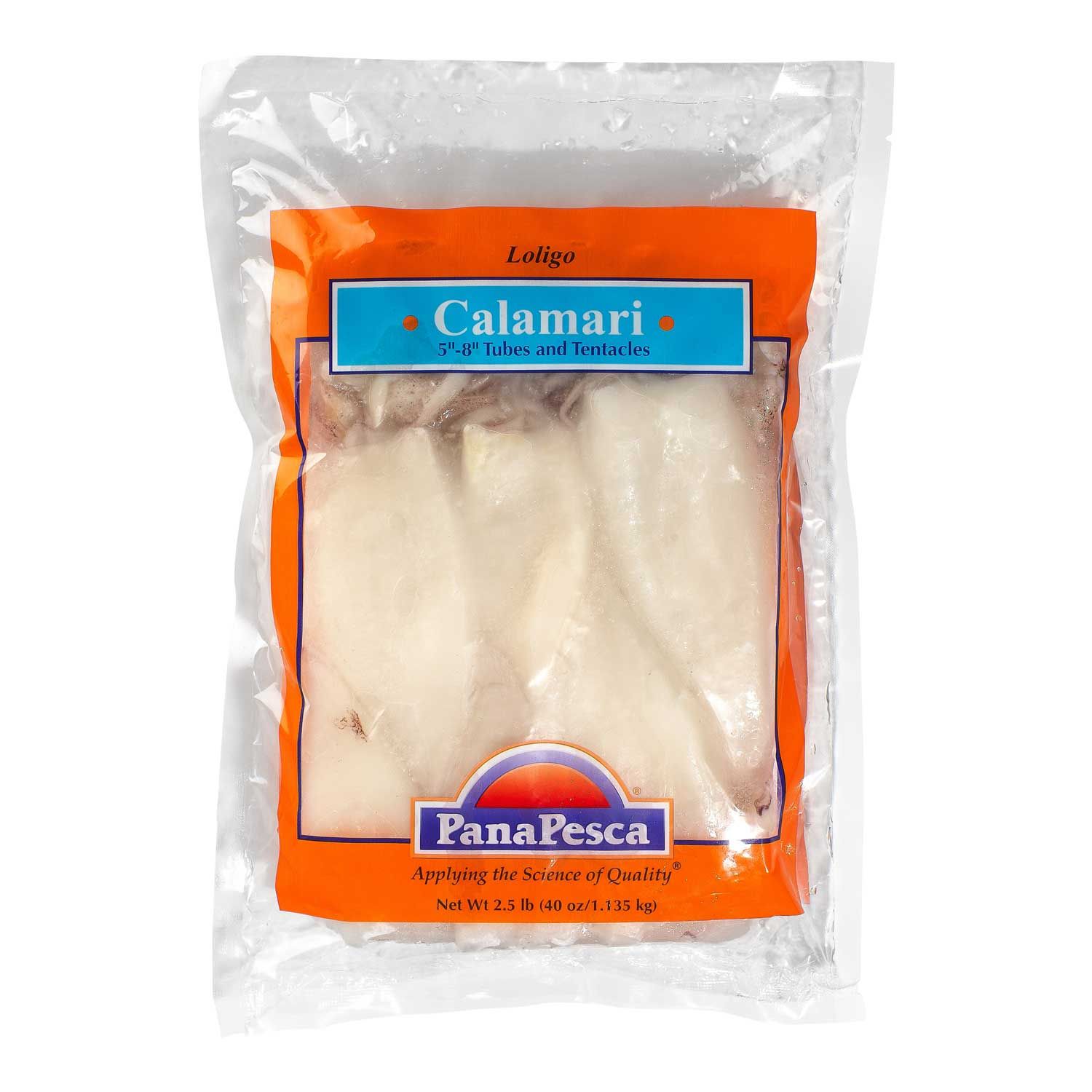Panapesca Traditionally Cleaned Squid Tubes And Tentacles, 5/8 Inch Tubes, 2.5 Pound -- 4 Per Case