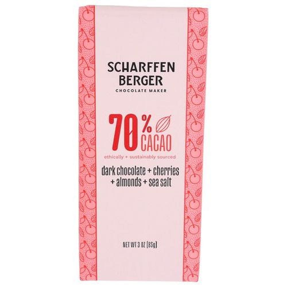 Scharffen Berger 70 Percent Cacao Cherries Almonds Sea Salt Dark Chocolate Bar, 3 Ounce -- 12 Per Case