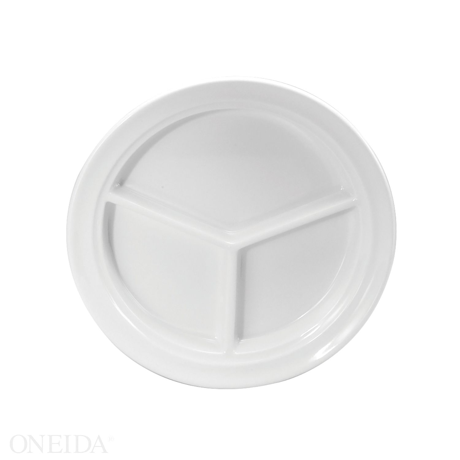 Oneida Buffalo Cream White Rolled Edge Undecorated Compartment Plate, 9 1/2 Inch -- 12 Per Case