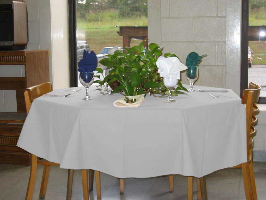Intedge White 100 Percent Polyester Round Tablecloth, 83 Inch