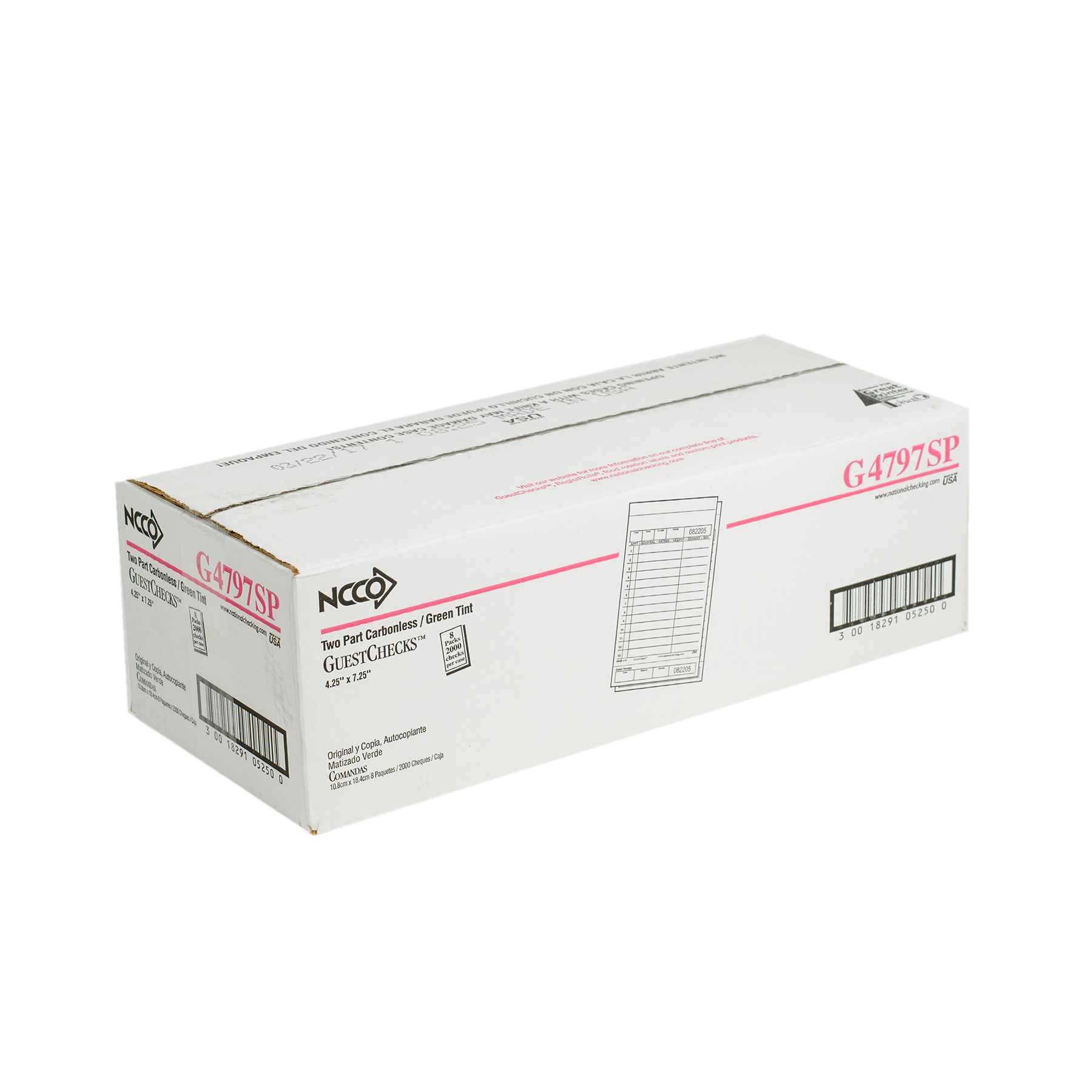 Ncco Carbonless Guest Check Board, 2 Part Green, 13 Line, 4.20 X 7.25 Inch -- 2000 Per Case