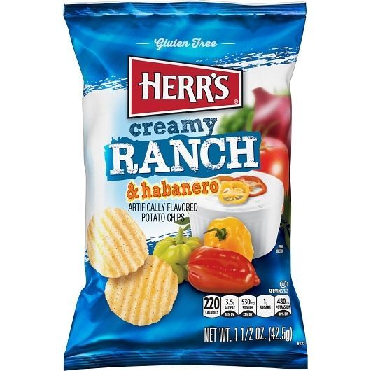 Herr's Creamy Ranch And Habanero Potato Chips, 1.5 Ounce -- 60 Per Case