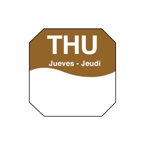 Daymark Thursday Movemark Octagonal Trilingual Day Of The Week Removable Label, 1 Inch -- 12 Per Case
