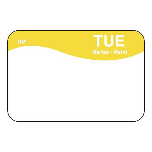 Daymark Tuesday Dissolvemark Day Of The Week Label, 1 X 1.5 Inch -- 12 Per Case