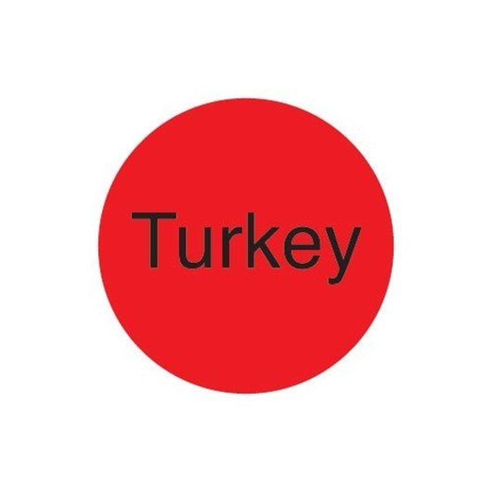 Daymark Duramark 1 Inch Circle Red Turkey Deli Label, 1000 Count -- 24 Per Case
