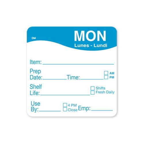 Daymark Monday Dissolvemark Shelf Life Day Of The Week Label, 2 X 2 Inch -- 12 Per Case