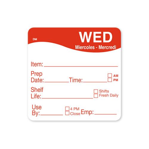 Daymark Wednesday Dissolvemark Shelf Life Day Of The Week Label, 2 X 2 Inch -- 12 Per Case