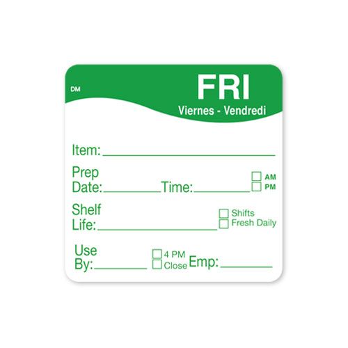 Daymark Friday Dissolvemark Shelf Life Day Of The Week Label, 2 X 2 Inch -- 12 Per Case