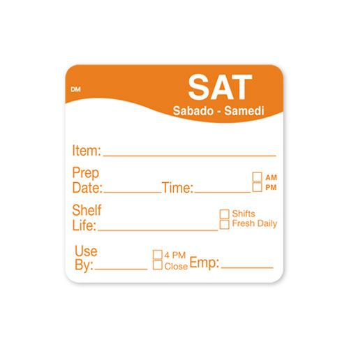 Daymark Saturday Dissolvemark Shelf Life Day Of The Week Label, 2 X 2 Inch -- 12 Per Case