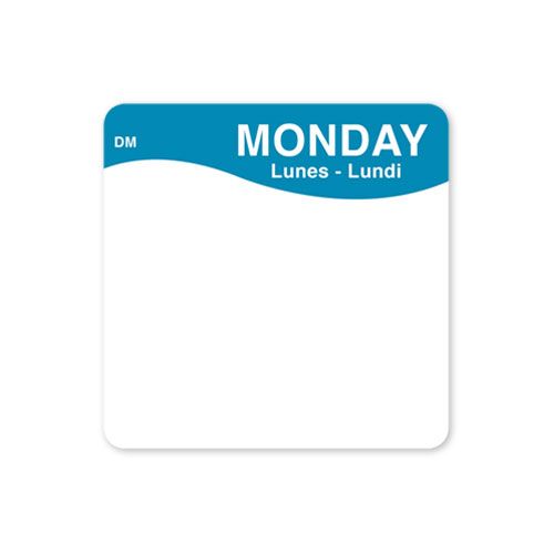 Daymark Dissolvemark Day Of Week Blank Label, Monday, 2 X 2 Inch, 250 Labels Count -- 12 Per Case