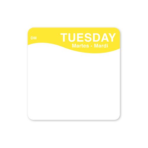 Daymark Dissolvemark Day Of Week Blank Label, Tuesday, 2 X 2 Inch, 250 Labels Count -- 12 Per Case
