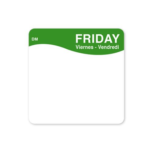 Daymark Dissolvemark Day Of Week Blank Label, Friday, 2 X 2 Inch, 250 Labels Count -- 12 Per Case