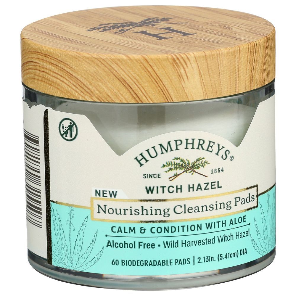Humphreys Witch Hazel Plus Aloe Alcohol-free Nourishing Facial Cleansing Pads, 60 Count -- 3 Per Case