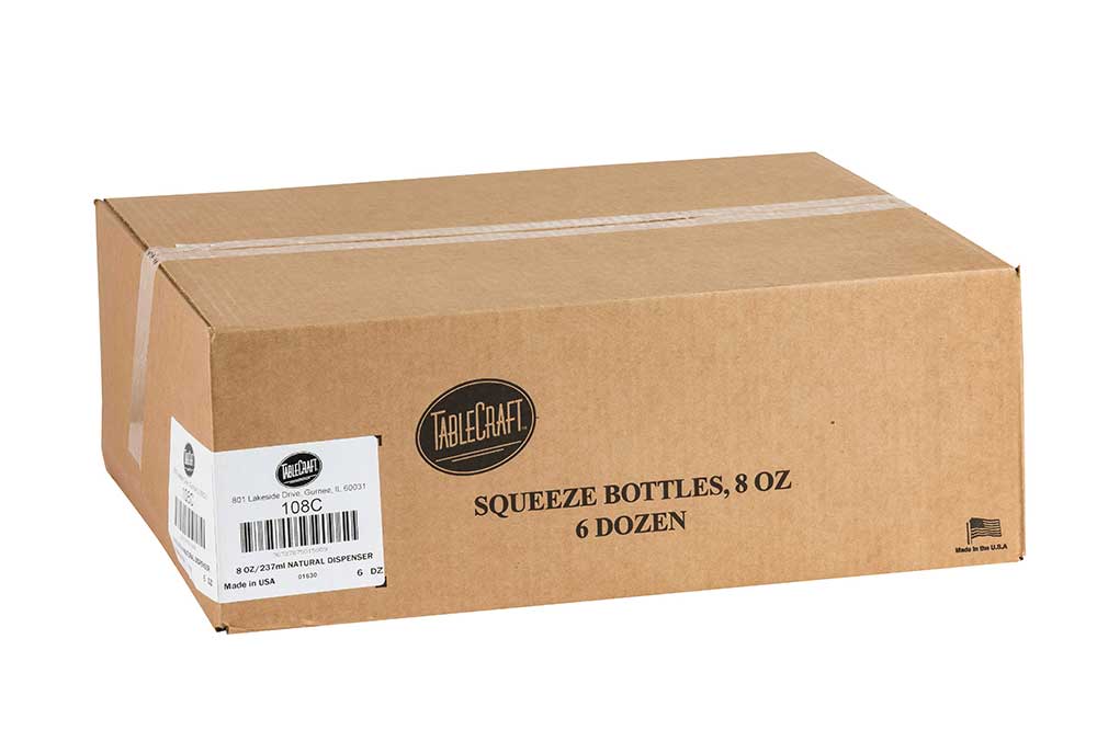 Tablecraft Natural Squeeze Dispenser, 8 Ounce Capacity -- 72 Per Case