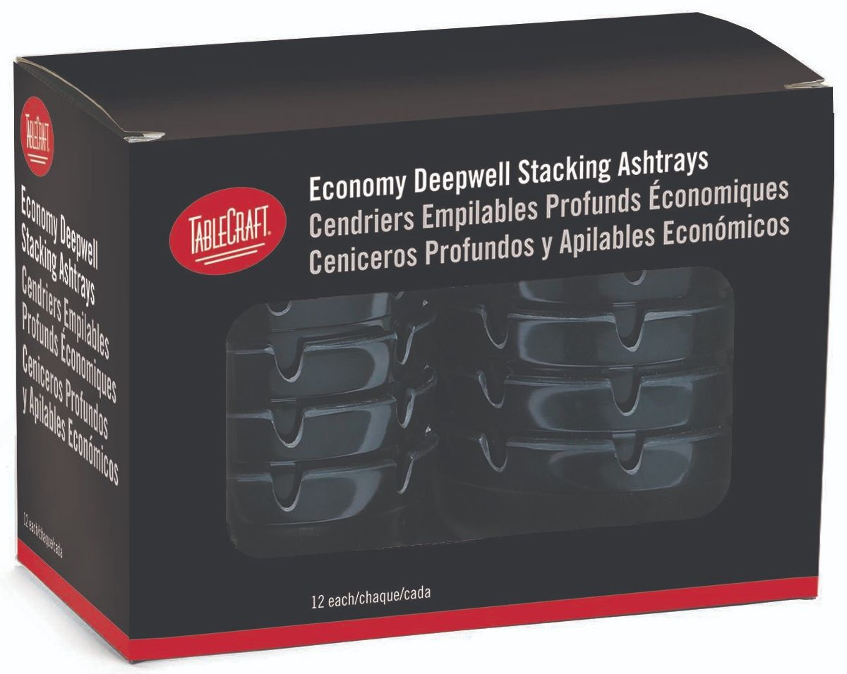 Tablecraft Black Stacking Ashtray, 12 Count -- 6 Per Case