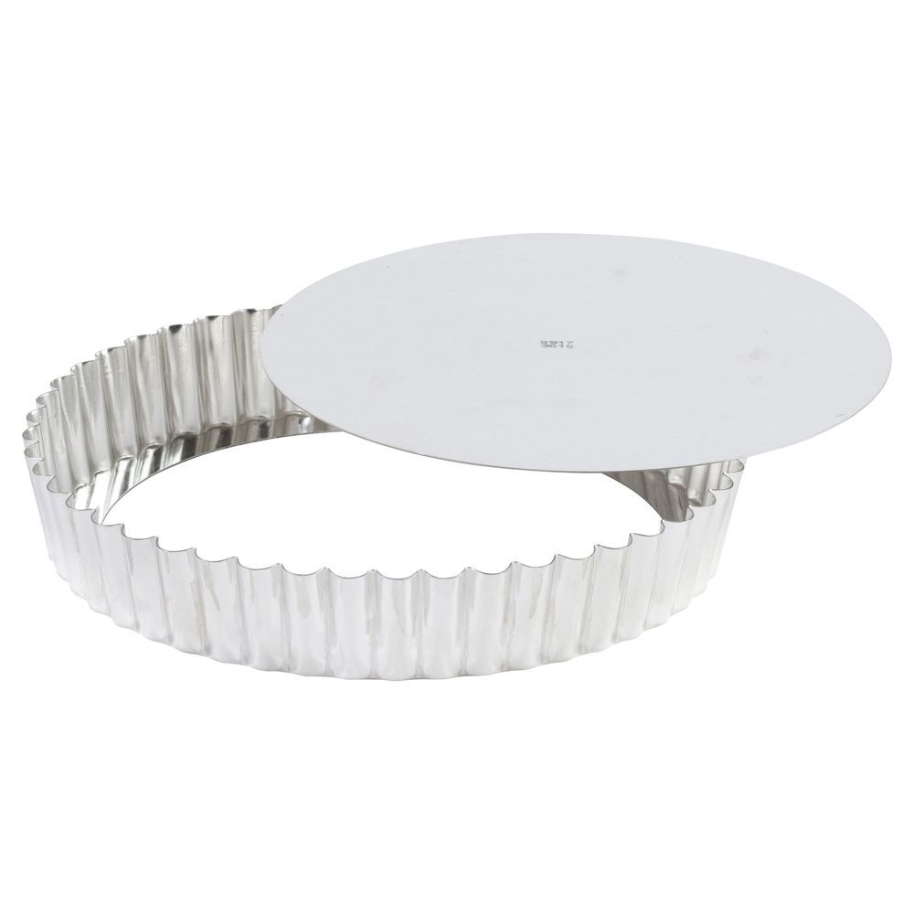 Gobel Tin Plate Medium Deep Round Fluted Tart Mold With Removable Bottom, 9.44 Inch Dia X 1.40 Inch Height