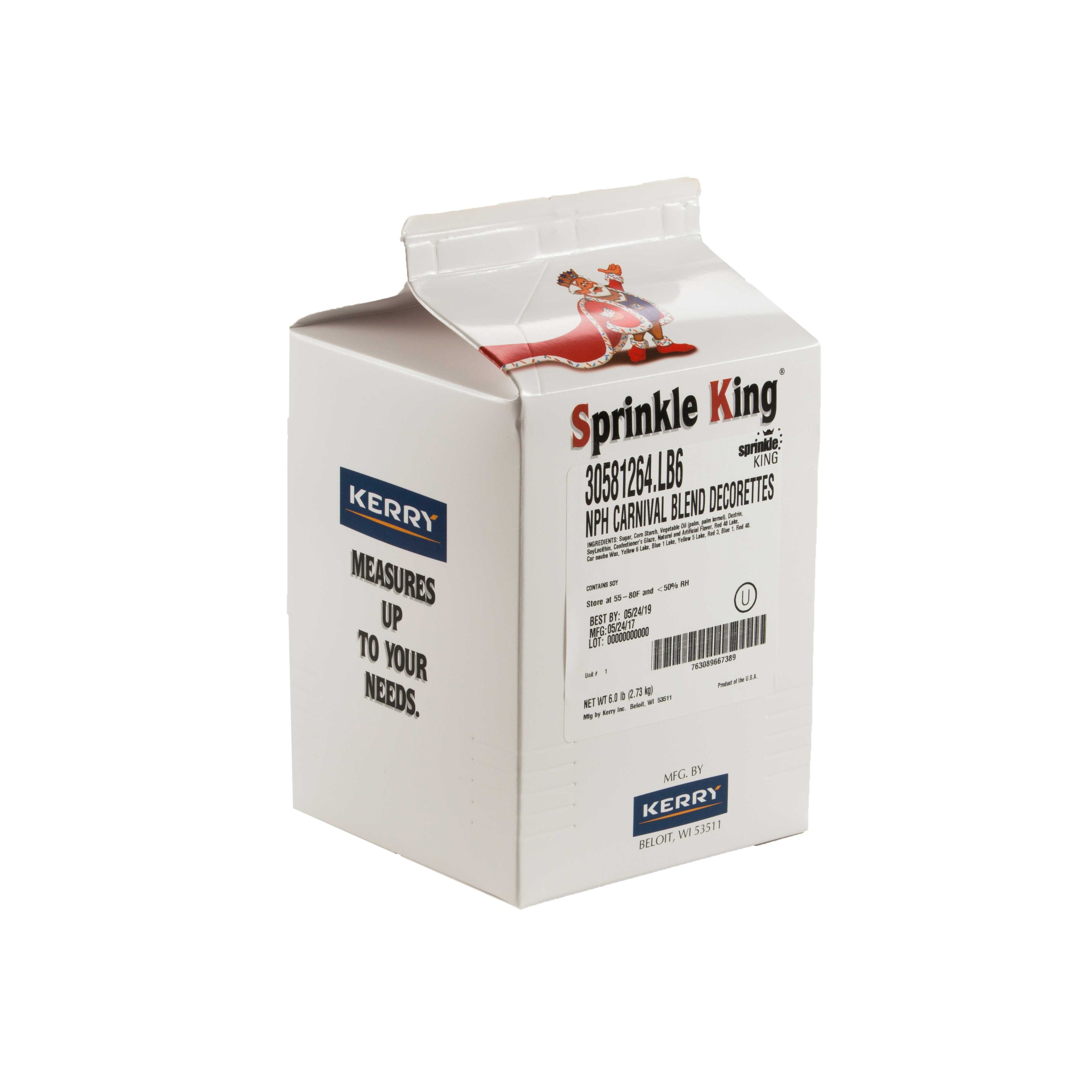 Sprinkle King Non Partially Hydrogenated Carnival Blend Decorettes, 6 Pound -- 4 Per Case