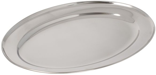 Winco Heavy Stainless Steel Oval Platter, 14 X 8 3/4 Inch -- 10 Per Case
