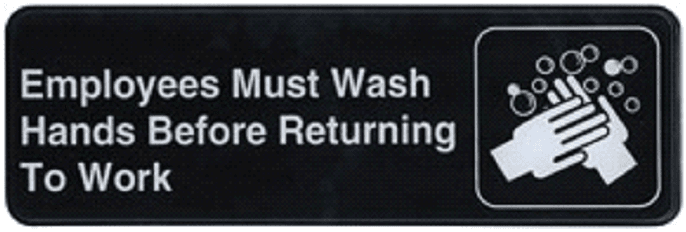Winco Black Employees Must Wash Hands Before Returning To Work Information Sign -- 12 Per Case