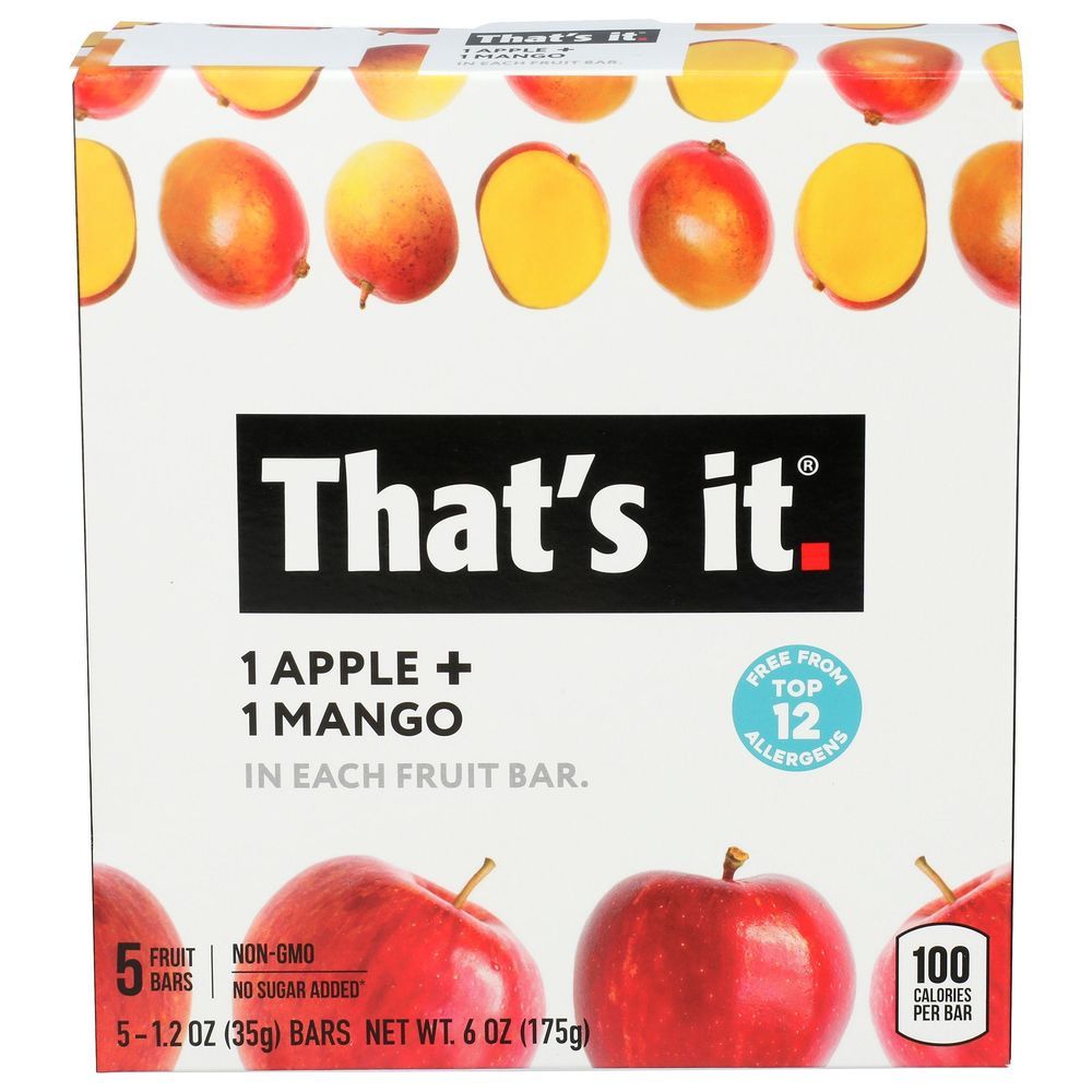Thats It Apples And Mangoes Flavored Fruit Bar, 6 Ounce -- 6 Per Case