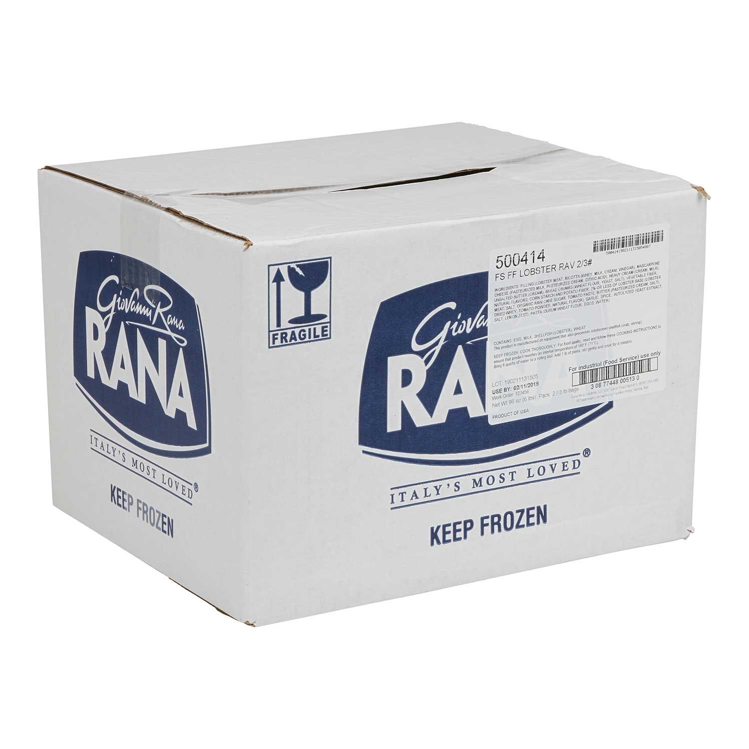Rana Meal Solutions Fresh Frozen Lobster Ravioli, 3 Pound -- 2 Per Case