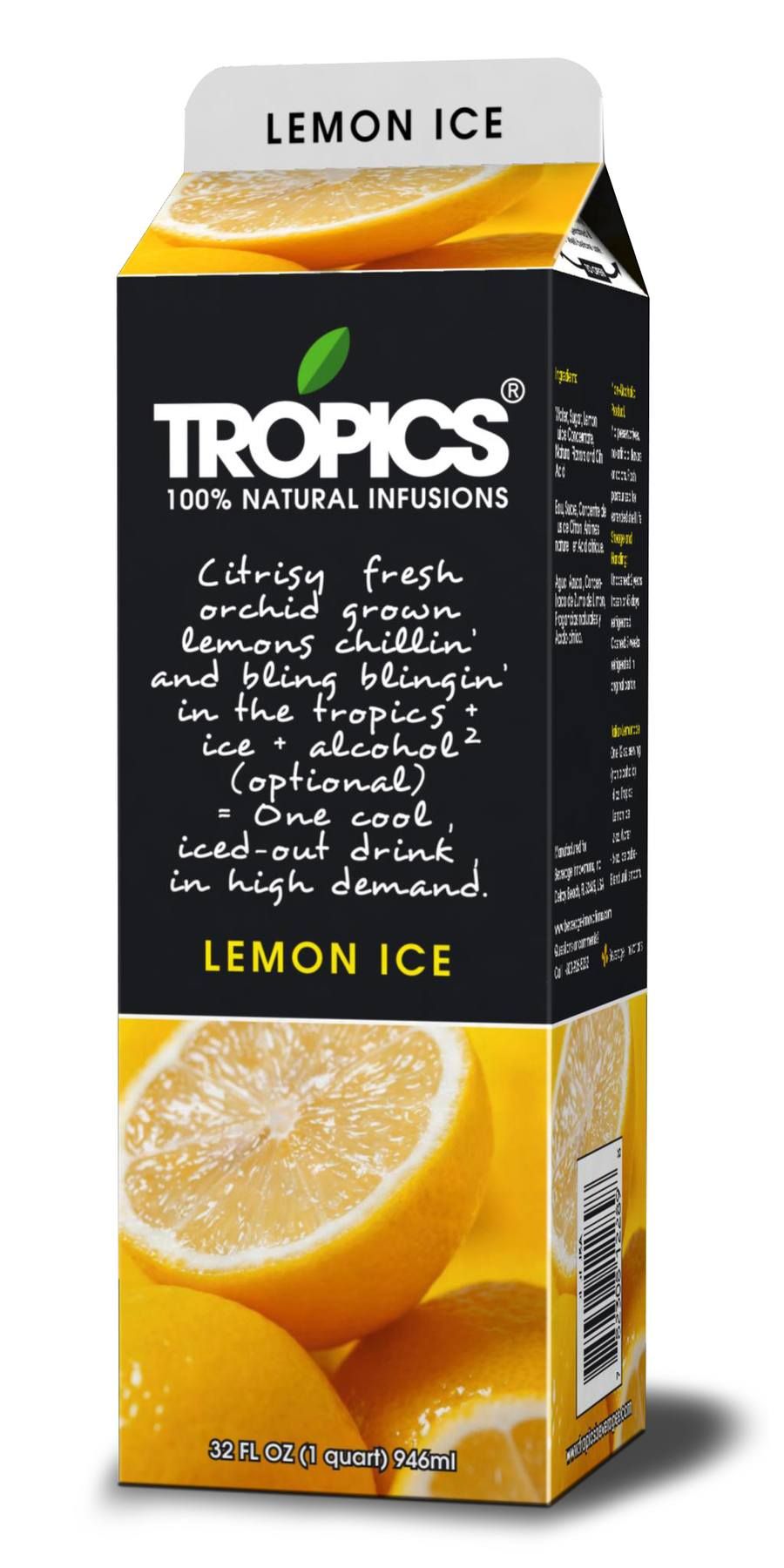 Tropics Lemon Ice Drink Mix, 32 Ounce -- 12 Per Case