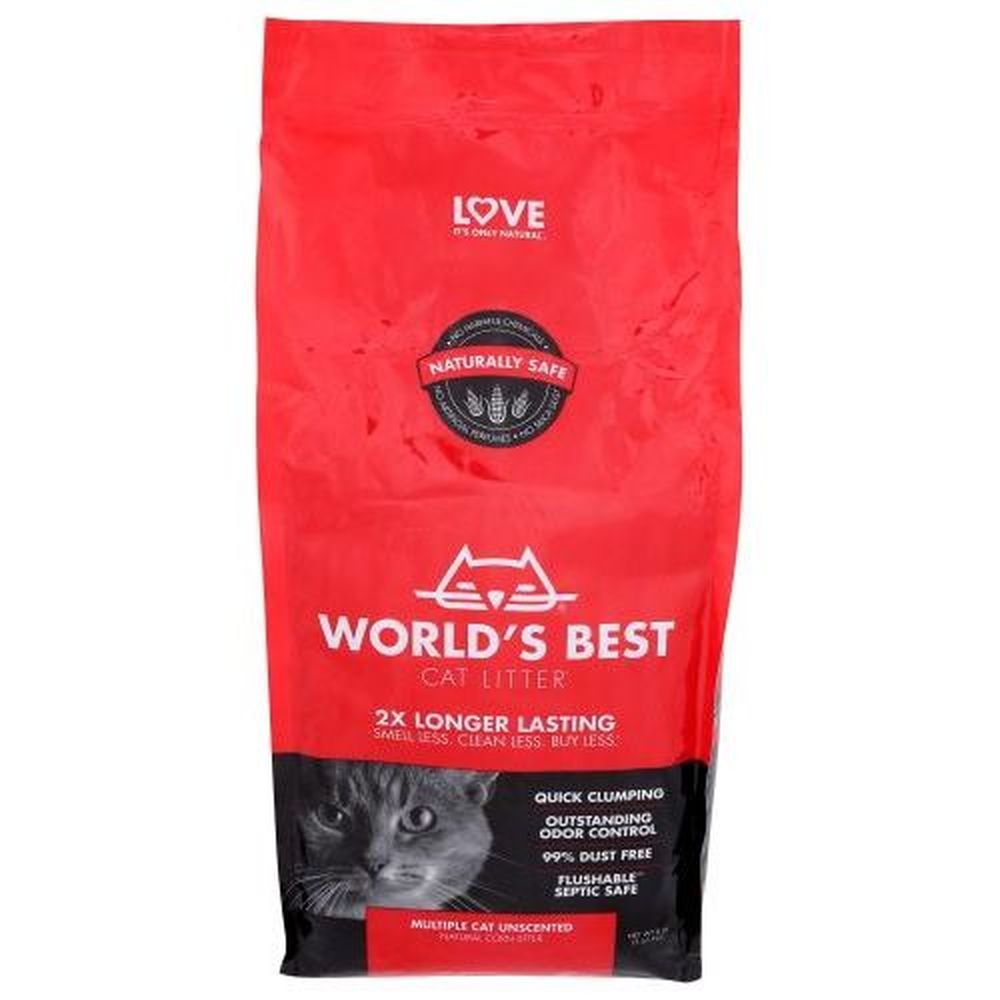 World's Best Multiple Cat Unscented Cat Litter, 8 Pound -- 3 Per Case