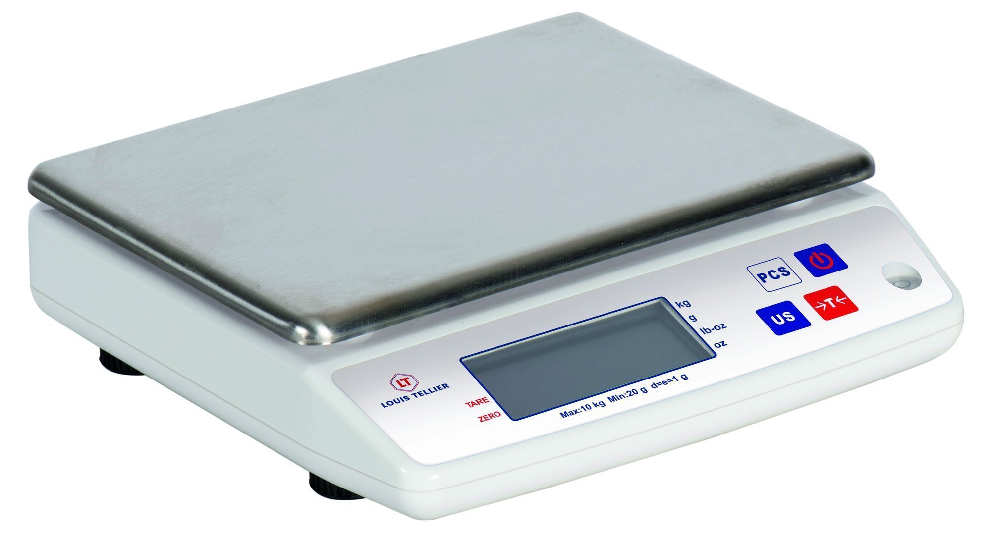 Louis Tellier 10 Kg Electronic Scale With Battery And Adapter, 9.44 X 9.44 X 2.75 Inch