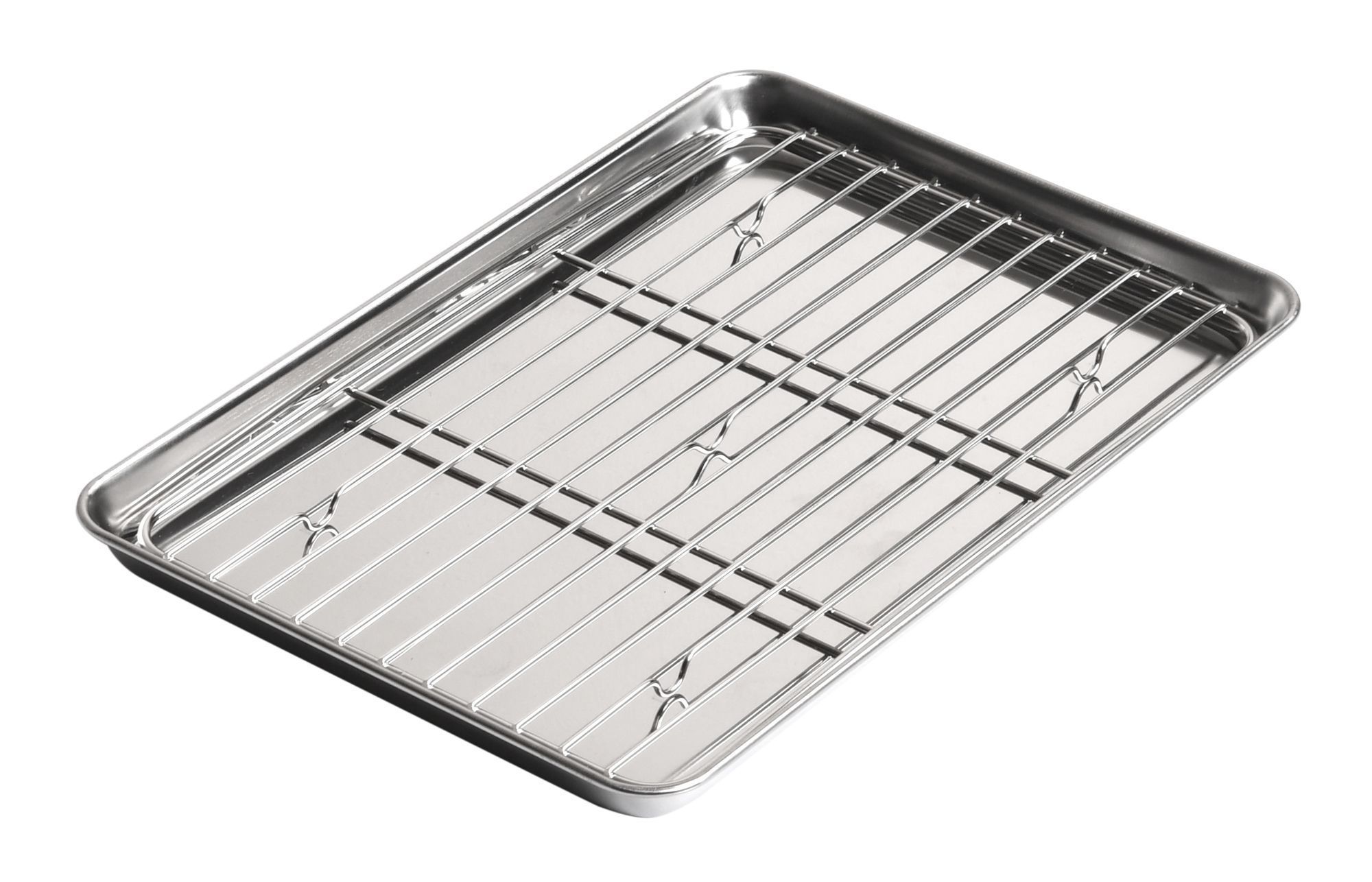Louis Tellier 18/8 Stainless Steel Japanese Tray With Grid, 8.46 X 5.94 X 0.70 Inch