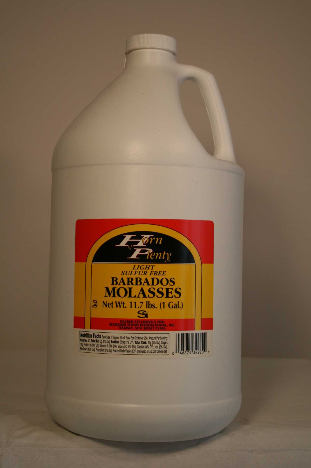 Horn Of Plenty Light Sulfur Free Barbados Molasses, 1 Gallon