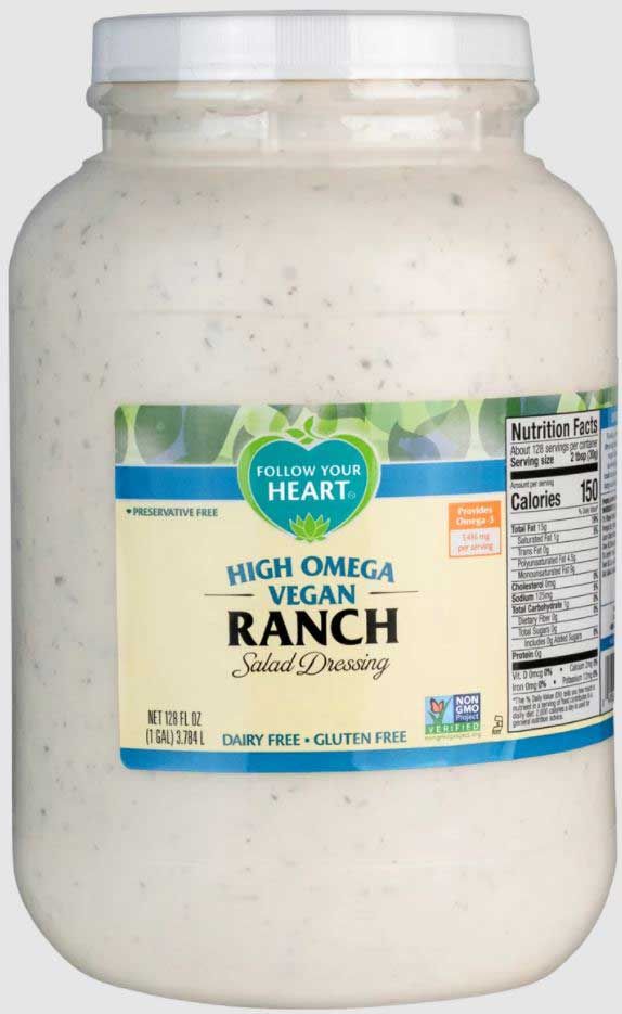 Follow Your Heart High Omega Vegan Ranch Salad Dressing, 1 Gallon -- 4 Per Case