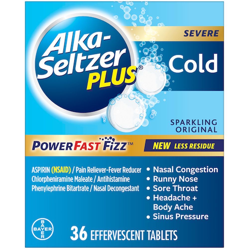 Alka-seltzer Plus Severe Cold Fizzies Sparkling Original Effervescent Tablets, 36 Count -- 30 Per Case