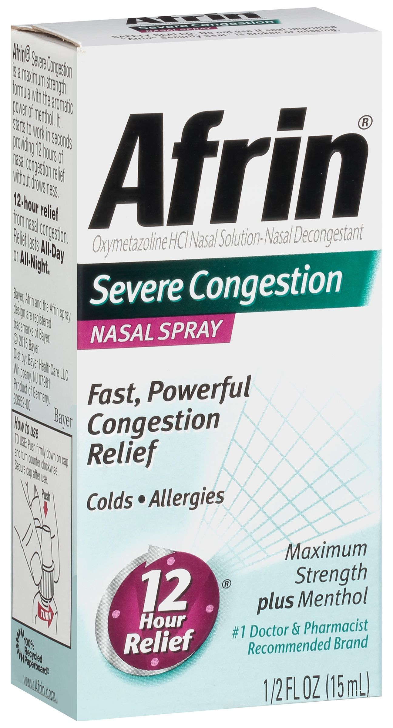 Afrin 12 Hour Severe Congestion Nasal Spray, 15 Ml -- 36 Per Case