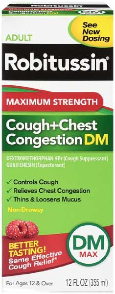 Robitussin Adult Maximum Strength Cough Plus Chest Congestion Dm Relief, 12 Fluid Ounce -- 12 Per Case